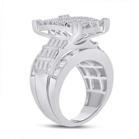 14kt White Gold Princess Diamond Cluster Bridal Wedding Engagement Ring 5 Cttw