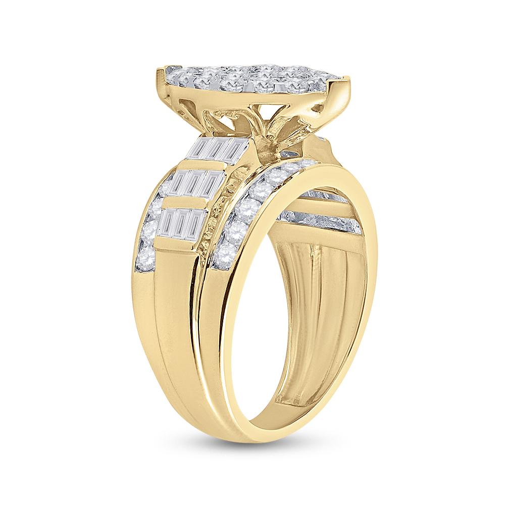 10kt Yellow Gold Diamond Oval Cluster Bridal Wedding Engagement Ring 2 Cttw