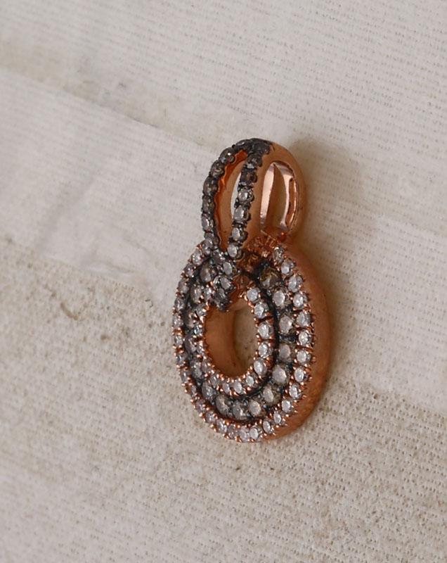 10kt Rose Gold Womens Round Brown Diamond Circle Pendant 1/2 Cttw