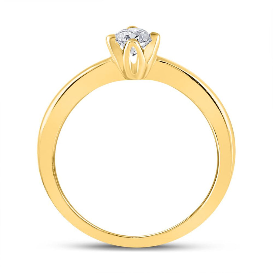 14kt Yellow Gold Womens Round Diamond Solitaire Bridal Wedding Engagement Ring 1/4 Cttw