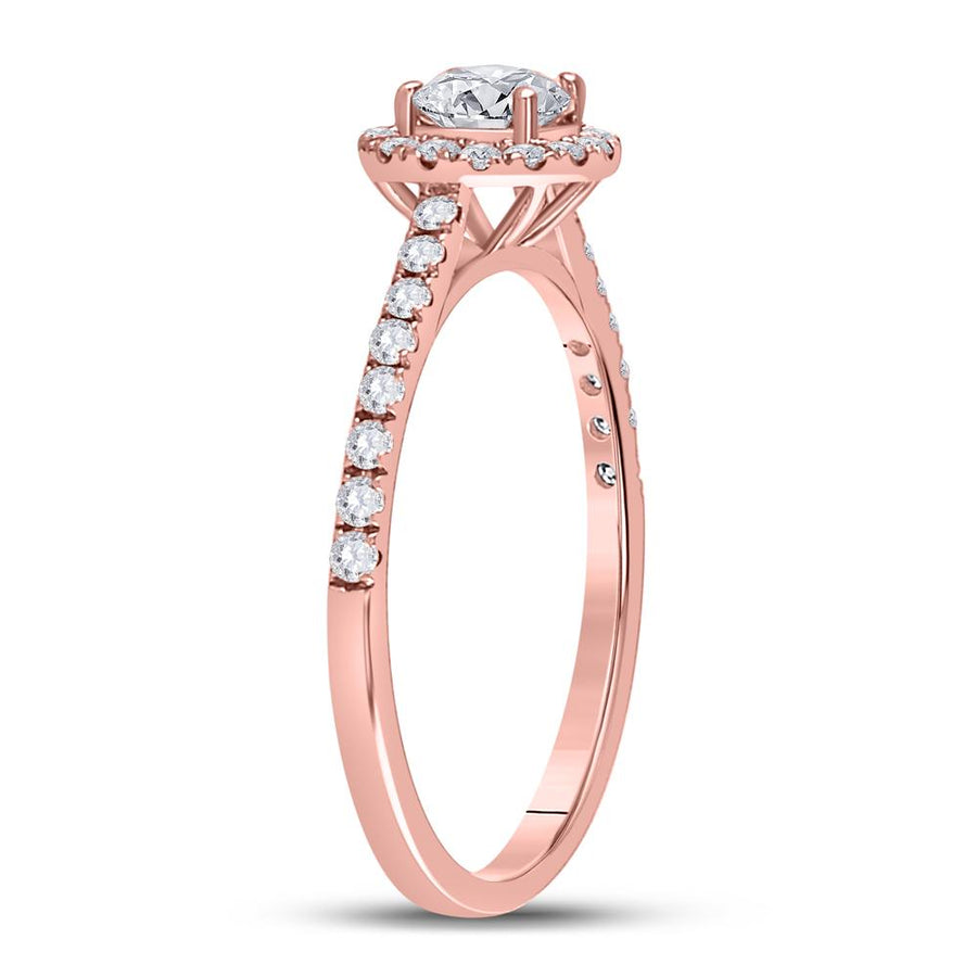 14kt Rose Gold Round Diamond Halo Bridal Wedding Engagement Ring 3/4 Cttw
