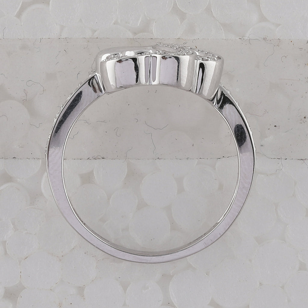 10kt White Gold Womens Round Diamond Heart Ring 1/5 Cttw