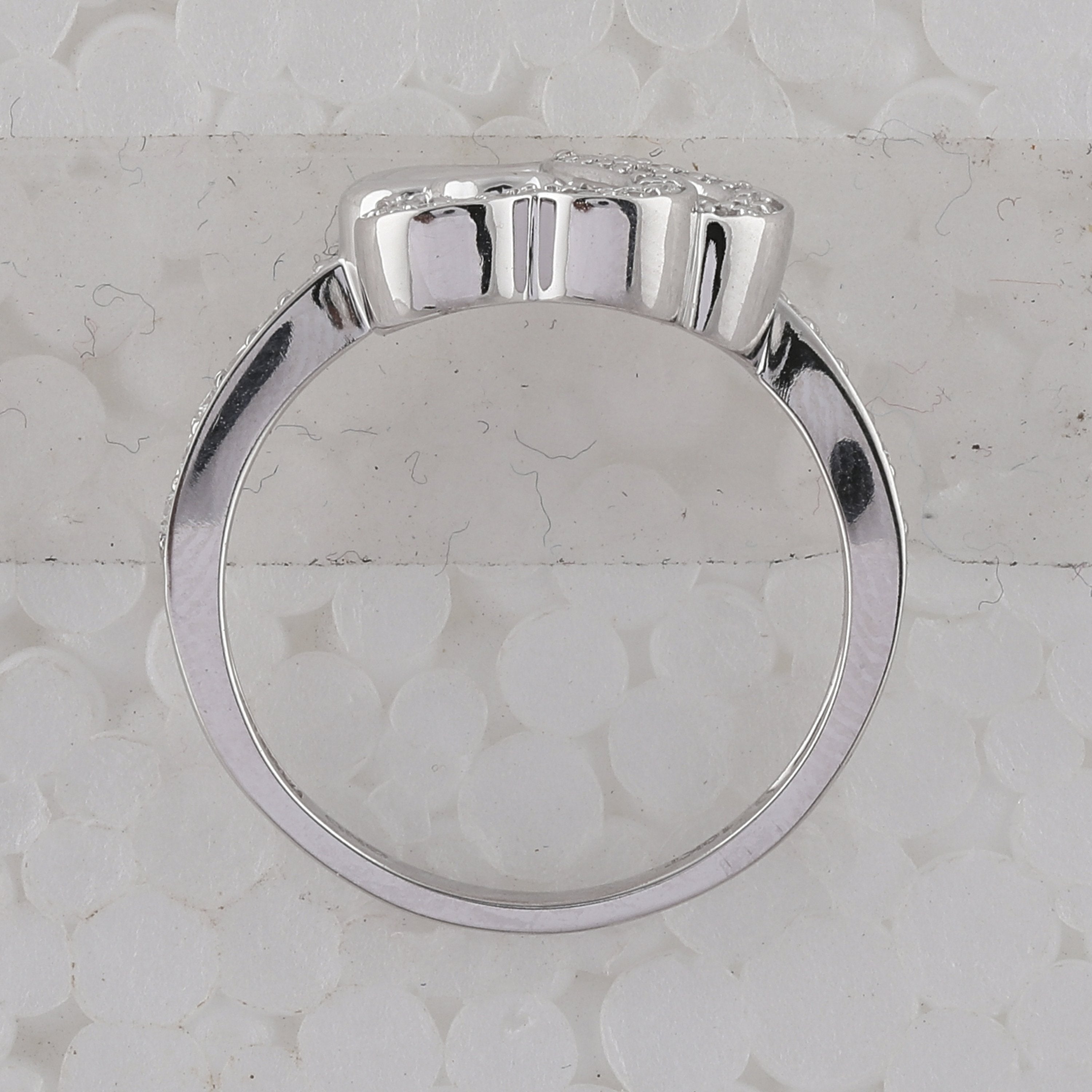 10kt White Gold Womens Round Diamond Heart Ring 1/5 Cttw