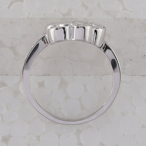 10kt White Gold Womens Round Diamond Heart Ring 1/5 Cttw