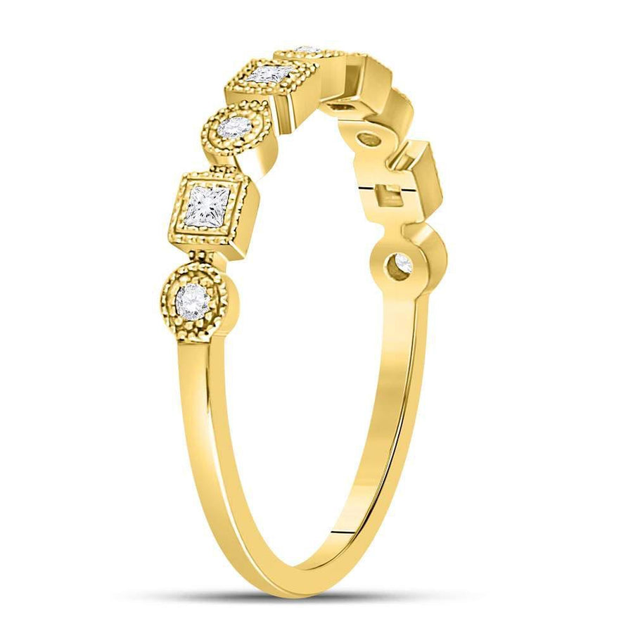 10kt Yellow Gold Womens Round Diamond Square Dot Stackable Band Ring 1/6 Cttw