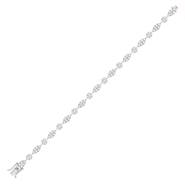 14kt White Gold Womens Round Diamond Link Tennis Bracelet 4 Cttw