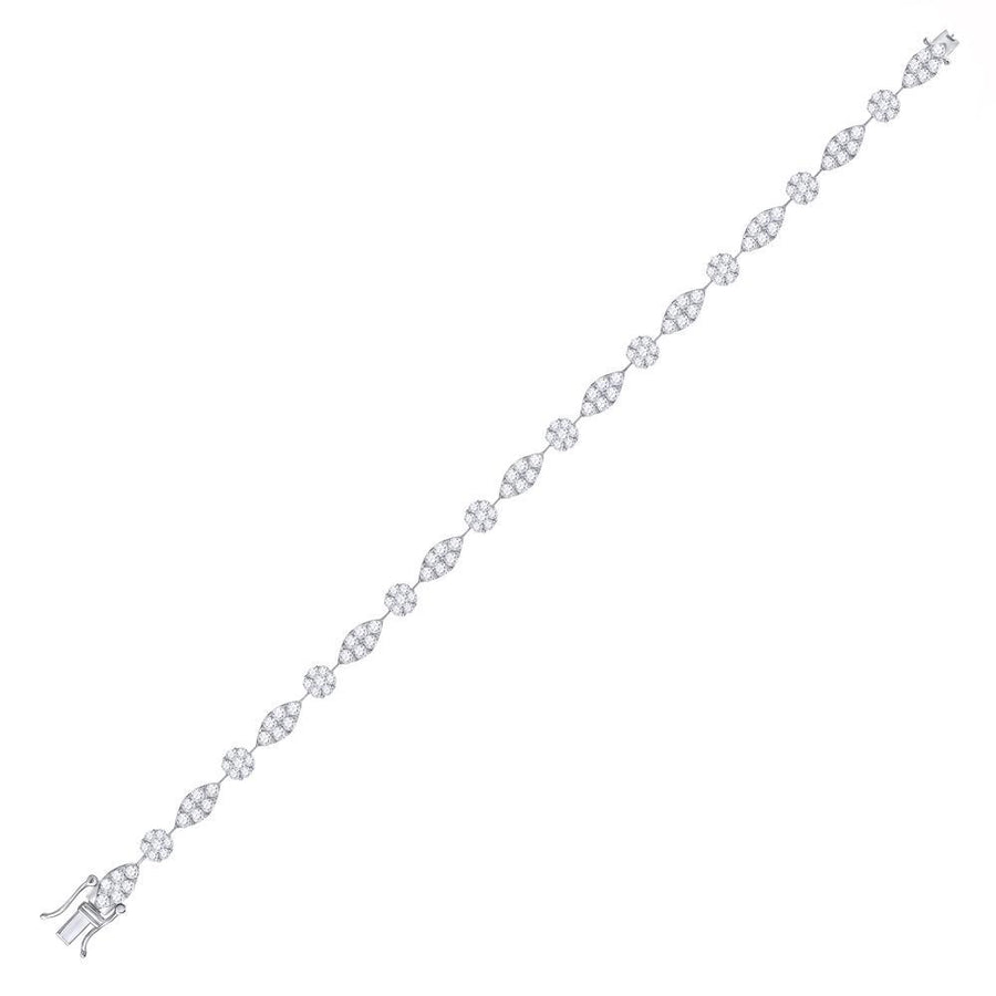 14kt White Gold Womens Round Diamond Link Tennis Bracelet 4 Cttw