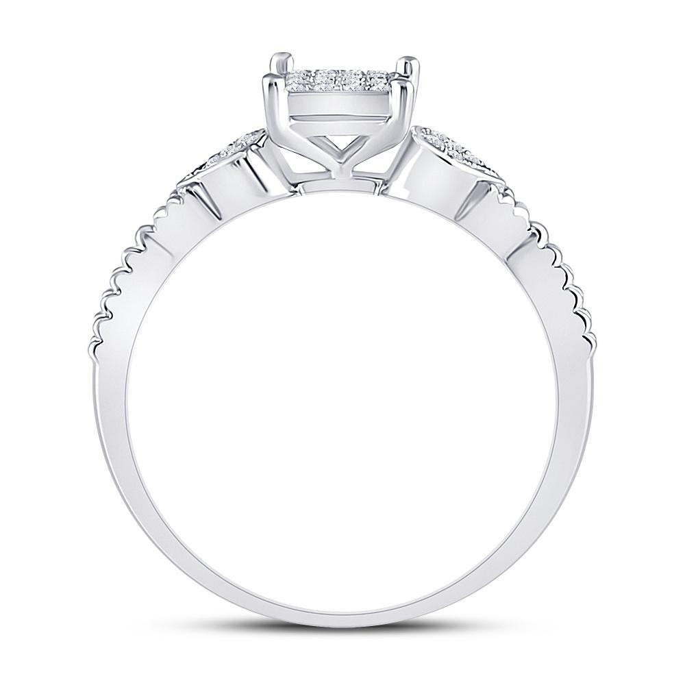 Sterling Silver Womens Round Diamond Heart Square Ring 1/10 Cttw