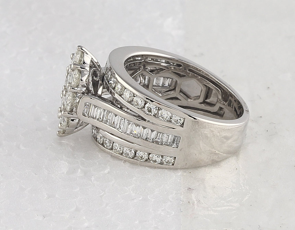 14kt White Gold Round Diamond Cluster Bridal Wedding Engagement Ring 2 Cttw