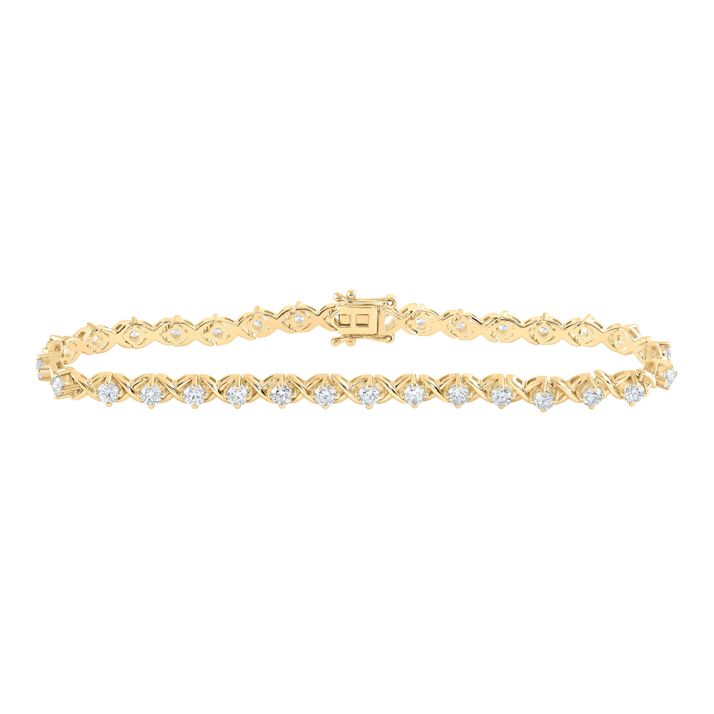 14kt Yellow Gold Womens Round Diamond Fashion Bracelet 2-5/8 Cttw