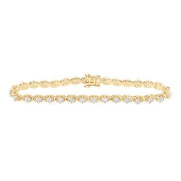 14kt Yellow Gold Womens Round Diamond Fashion Bracelet 2-5/8 Cttw