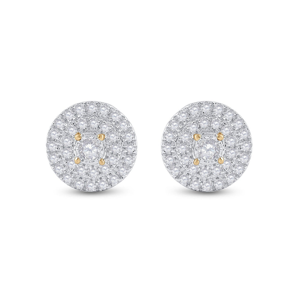 10kt Yellow Gold Womens Round Diamond Circle Earrings 1/4 Cttw