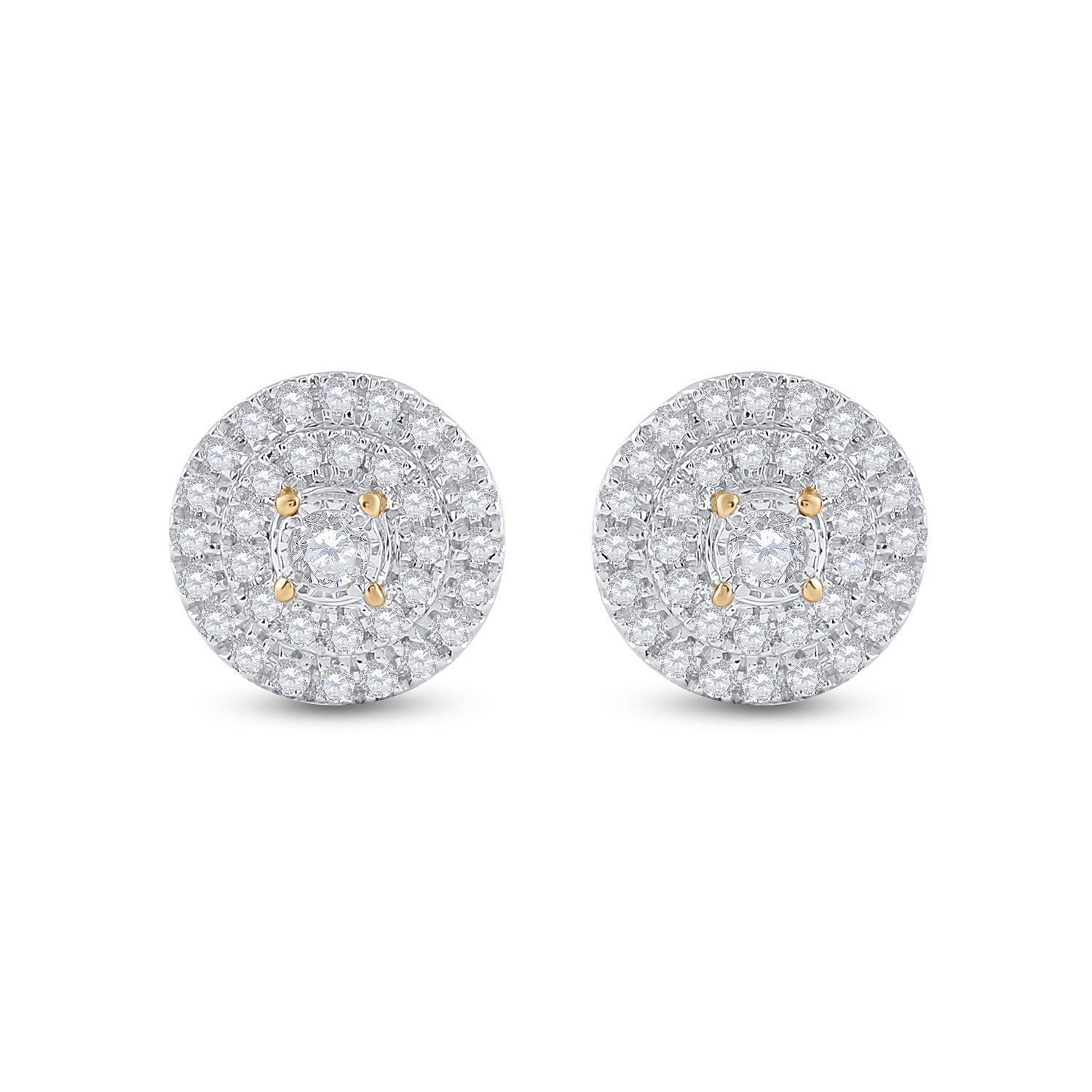 10kt Yellow Gold Womens Round Diamond Circle Earrings 1/4 Cttw