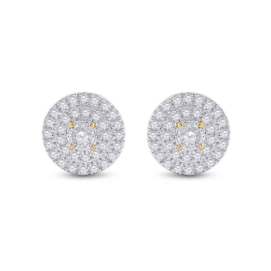 10kt Yellow Gold Womens Round Diamond Circle Earrings 1/4 Cttw