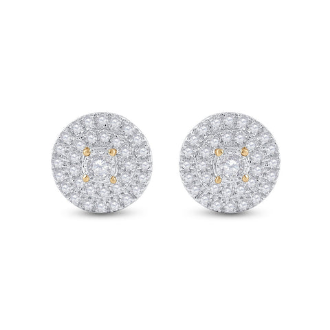 10kt Yellow Gold Womens Round Diamond Circle Earrings 1/4 Cttw