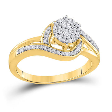 10kt Yellow Gold Womens Round Diamond Cluster Ring 1/4 Cttw
