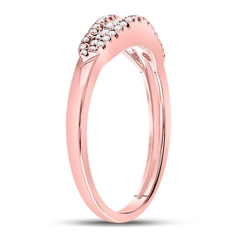 14kt Rose Gold Womens Round Diamond Modern Anniversary Band Ring 3/8 Cttw