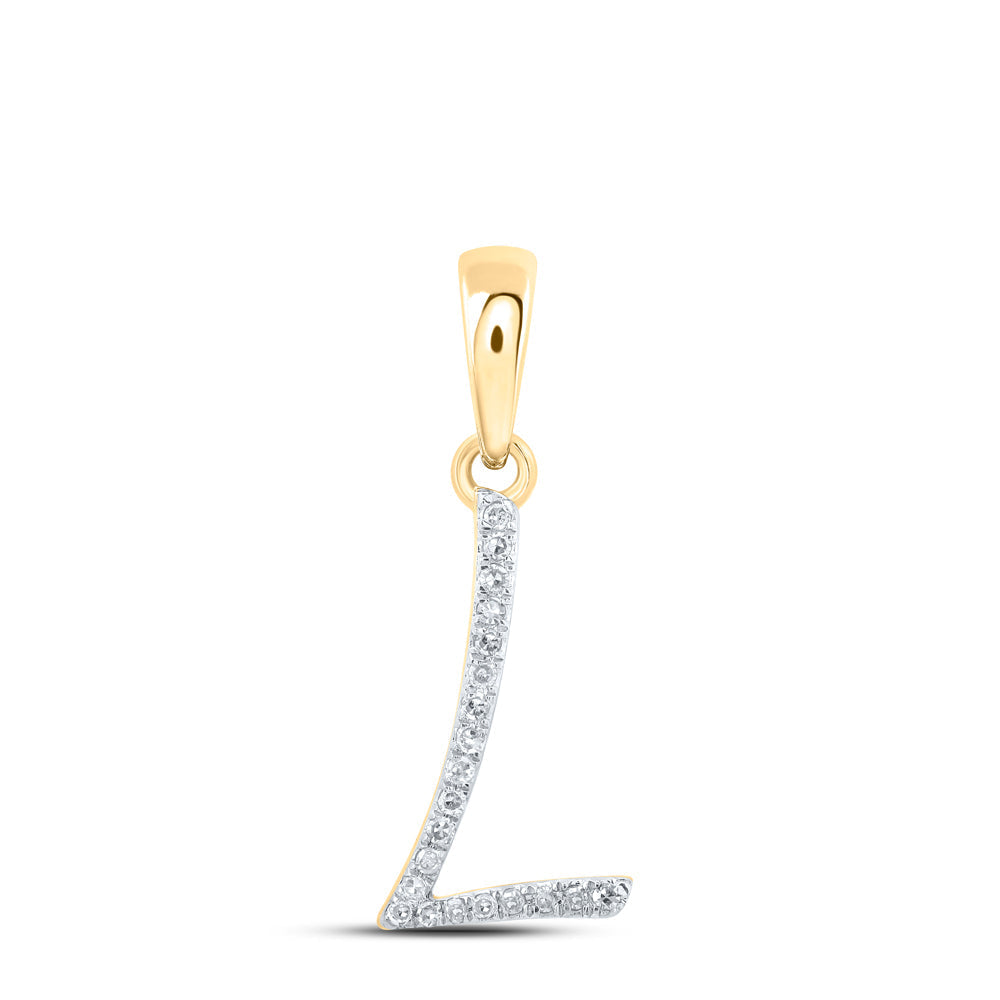 10kt Yellow Gold Womens Round Diamond L Initial Letter Pendant 1/20 Cttw