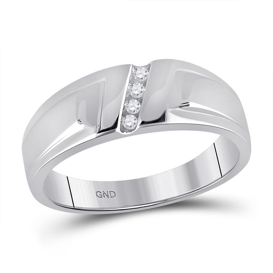 10kt White Gold Mens Round Diamond Band Ring 1/20 Cttw