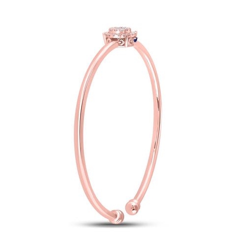 14kt Rose Gold Womens Round Diamond Cluster Bangle Bracelet 1/2 Cttw