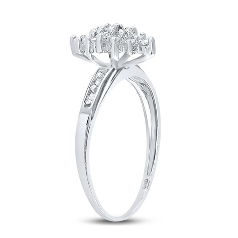 Sterling Silver Womens Round Diamond Cluster Ring 1/10 Cttw
