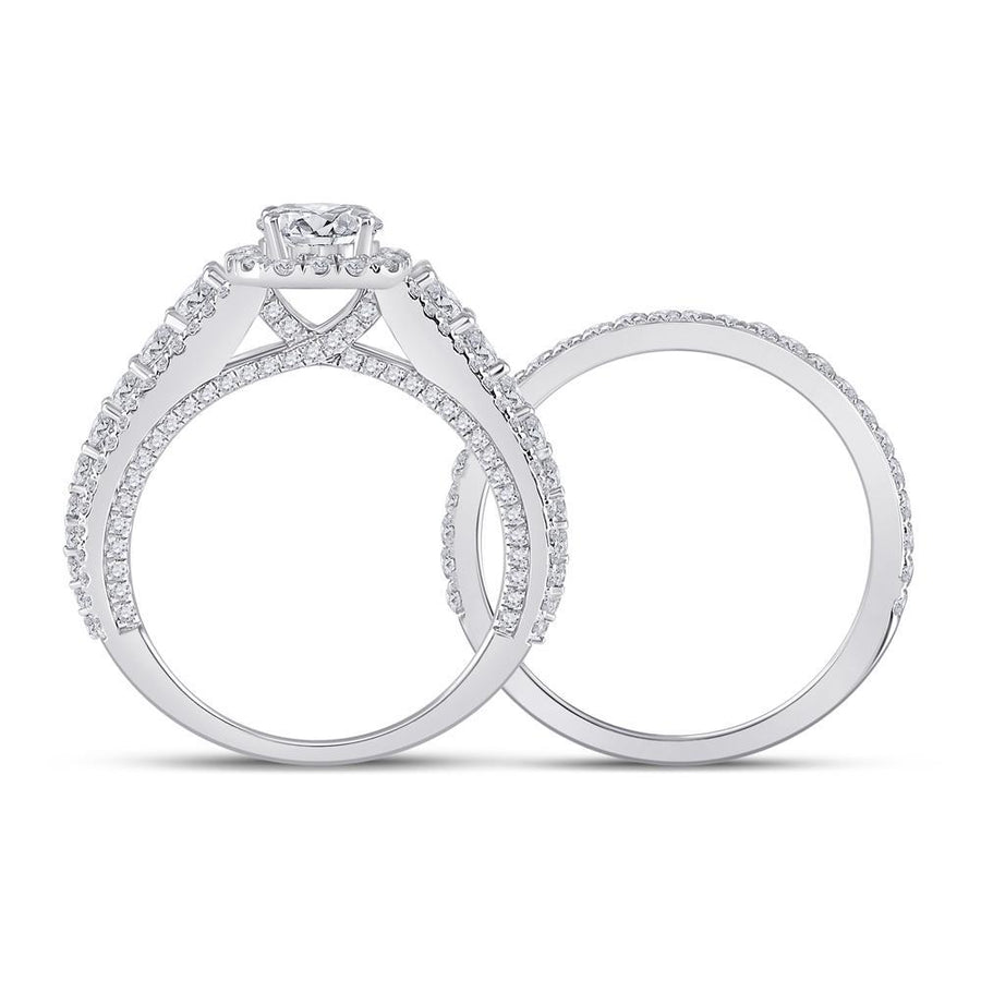 14kt White Gold Round Diamond Bridal Wedding Ring Band Set 2-1/3 Cttw