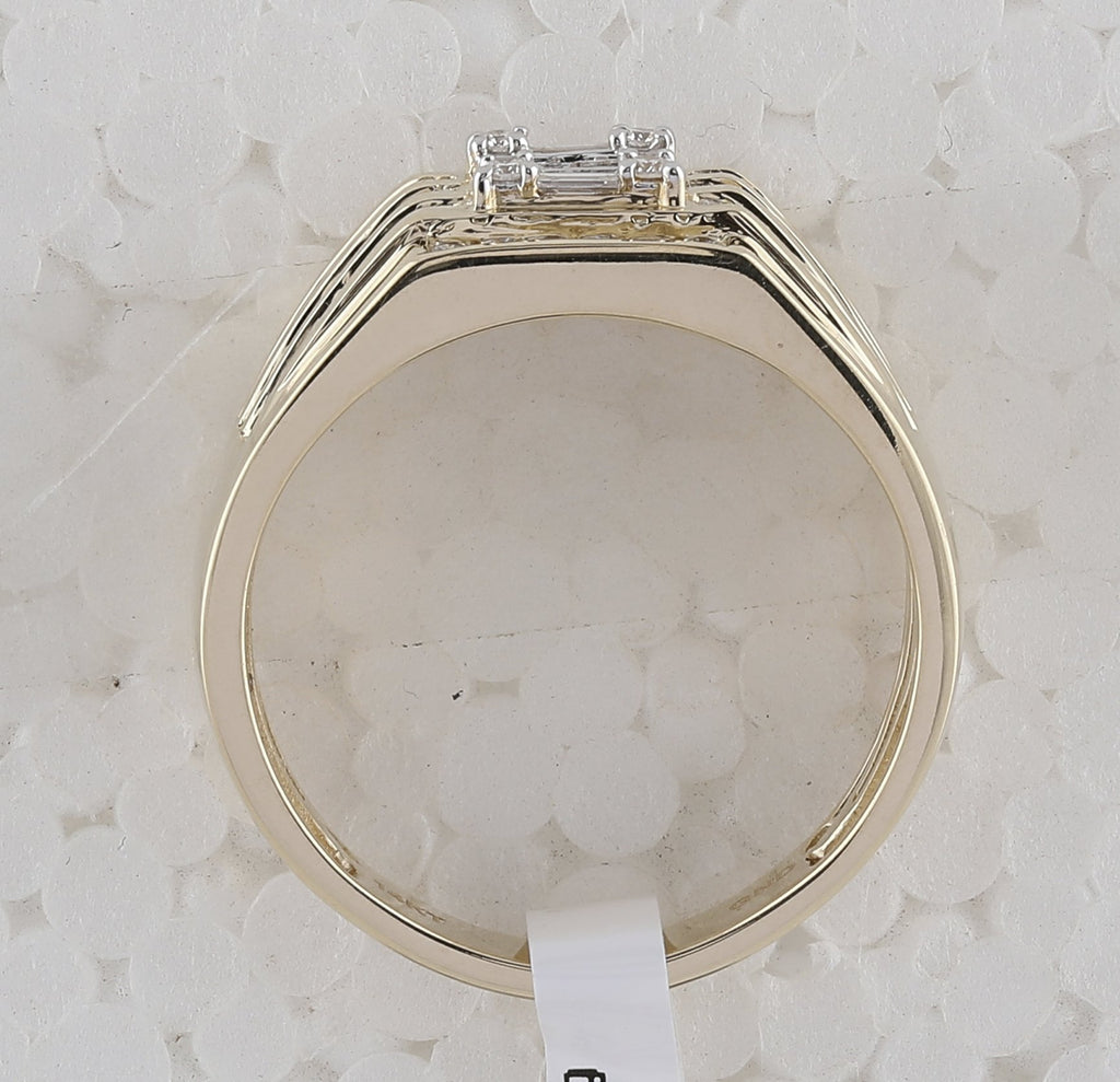 14kt Yellow Gold Mens Baguette Diamond Square Ring 3/4 Cttw