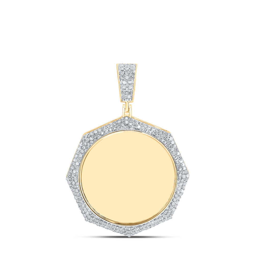 10kt Yellow Gold Mens Round Diamond Memory Circle Charm Pendant 1-1/5 Cttw