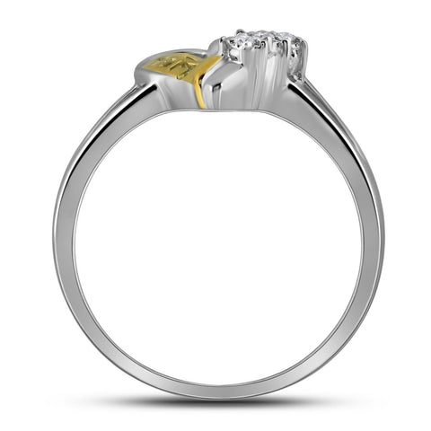 Sterling Silver Womens Round Diamond Heart Mom Ring .03 Cttw