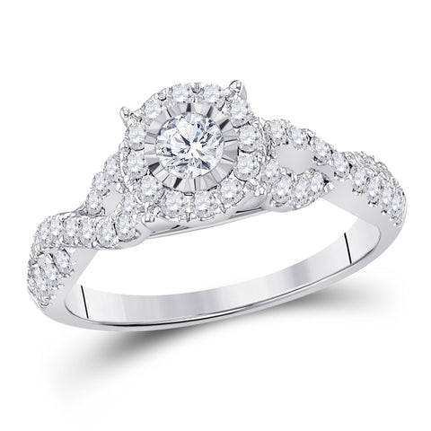 14kt White Gold Round Diamond Solitaire Bridal Wedding Engagement Ring 3/4 Cttw