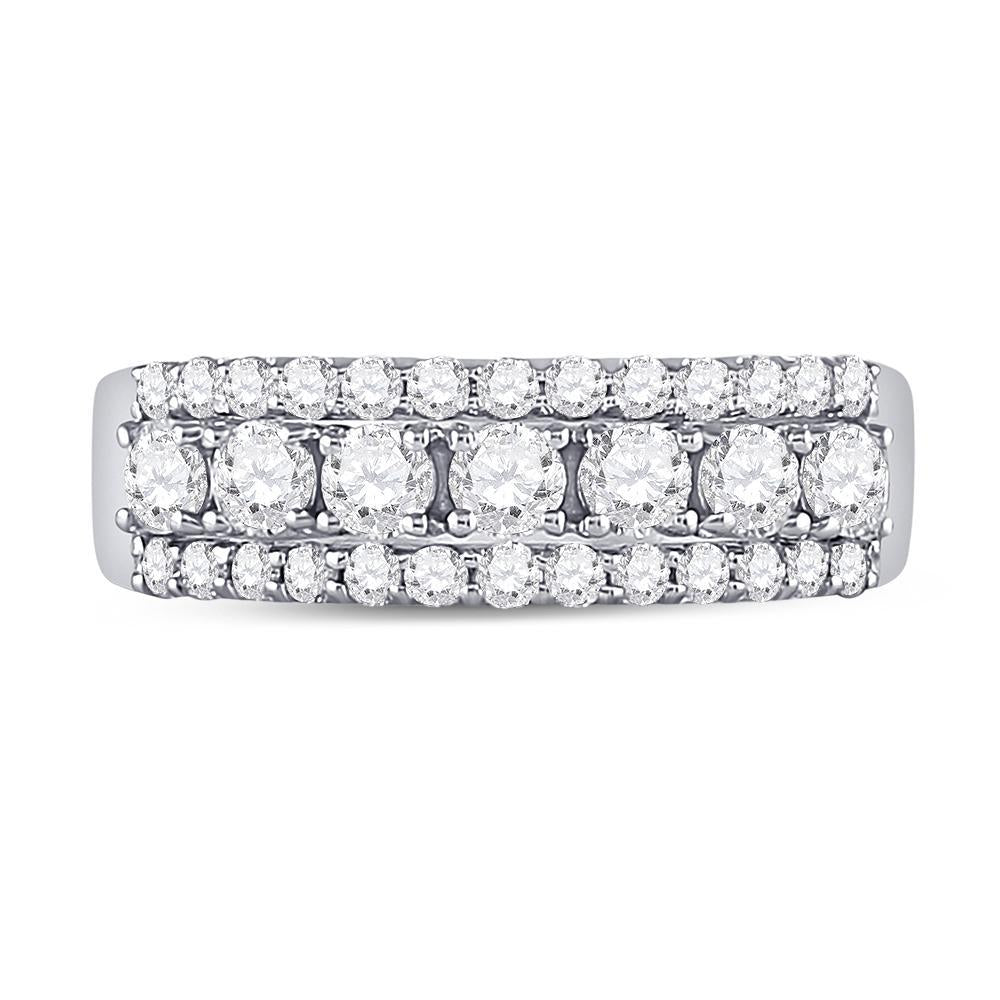 14kt White Gold Womens Round Diamond Classic Anniversary Band Ring 1 Cttw