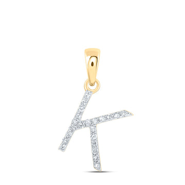 10kt Yellow Gold Womens Round Diamond K Initial Letter Pendant 1/10 Cttw