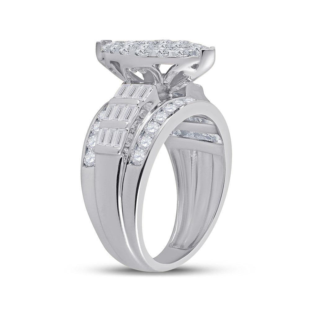 10kt White Gold Diamond Oval Cluster Bridal Wedding Engagement Ring 2 Cttw