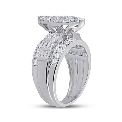 10kt White Gold Diamond Oval Cluster Bridal Wedding Engagement Ring 2 Cttw