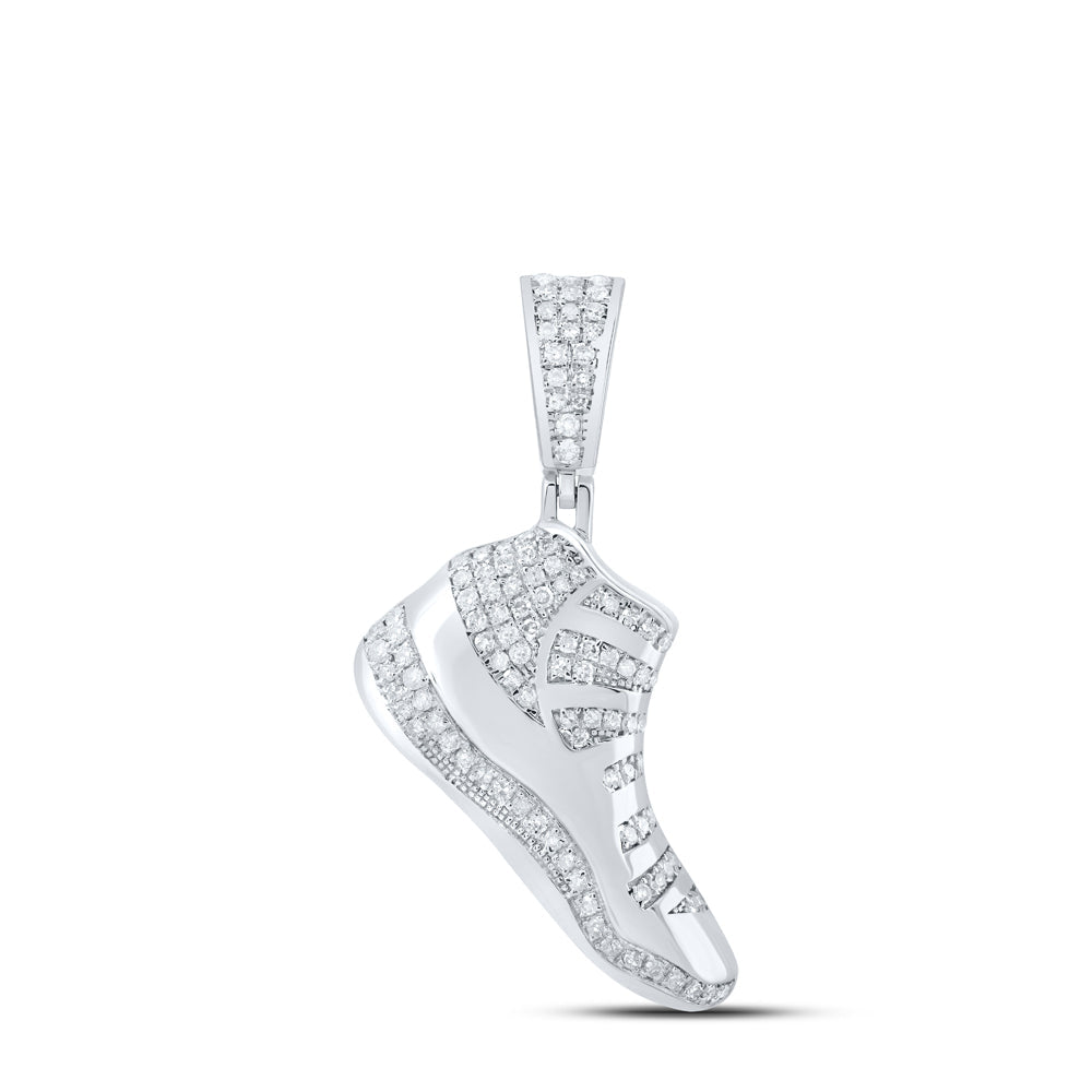 Sterling Silver Womens Round Diamond Shoe Fashion Pendant 1/2 Cttw
