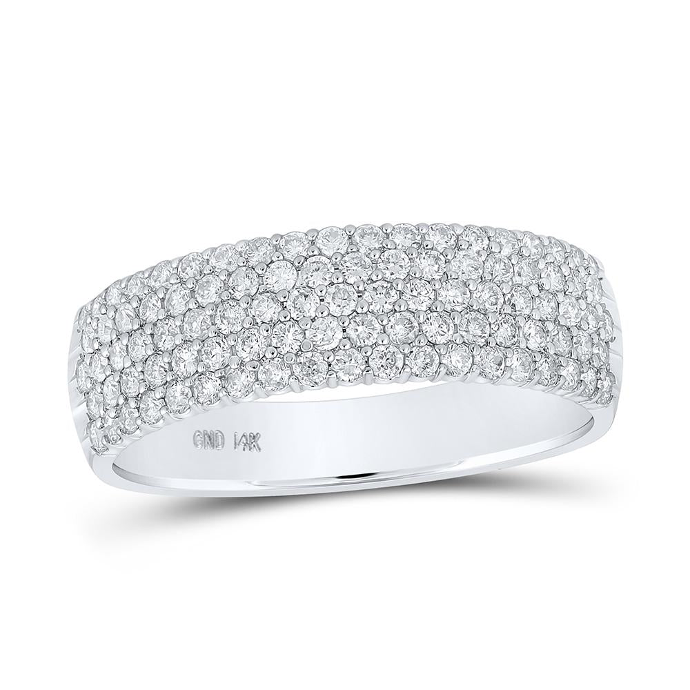 14kt White Gold Womens Round Diamond Machine-set Pave Band Ring 3/4 Cttw