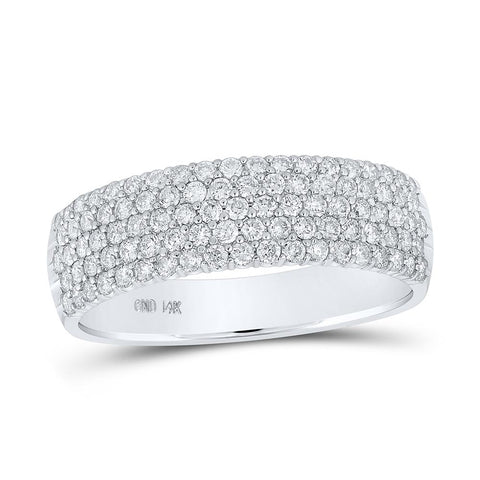 14kt White Gold Womens Round Diamond Machine-set Pave Band Ring 3/4 Cttw