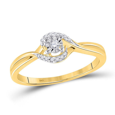 10kt Yellow Gold Womens Round Diamond Solitaire Promise Ring 1/10 Cttw