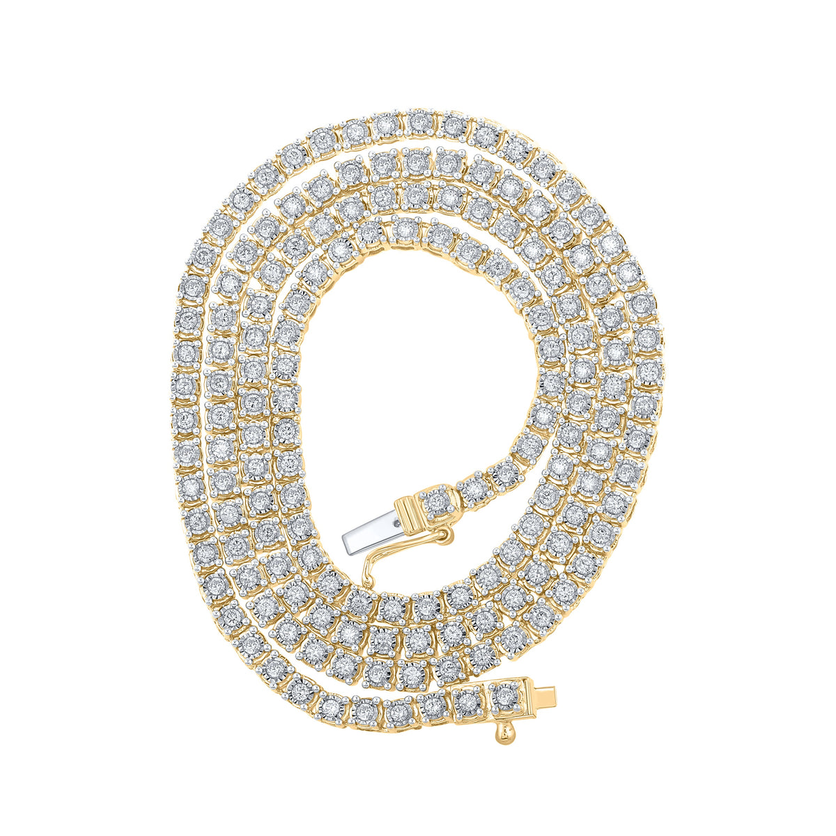 10kt Yellow Gold Mens Round Diamond 20-inch Link Chain Necklace 2-7/8 Cttw