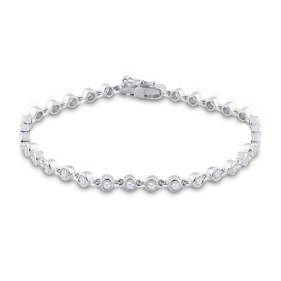 14kt White Gold Womens Round Diamond Tennis Bracelet 1-3/4 Cttw