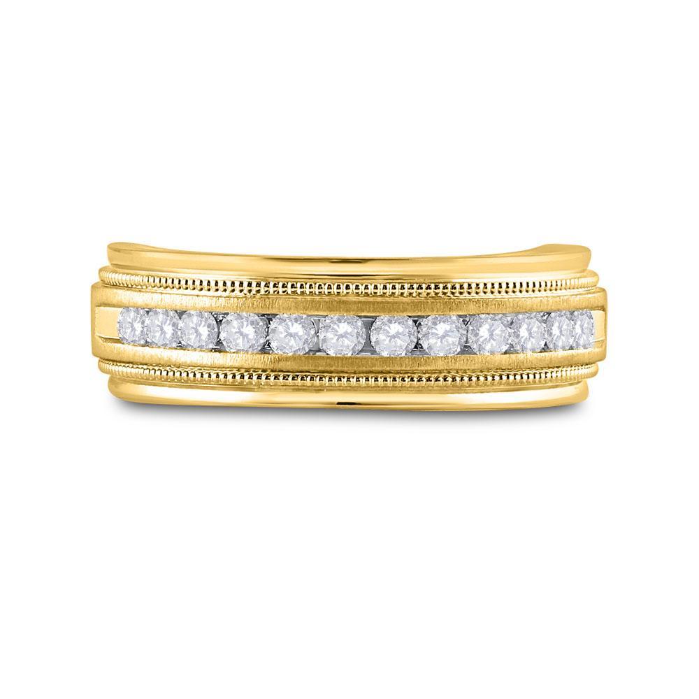10kt Yellow Gold Mens Round Diamond Wedding Single Row Band Ring 1/2 Cttw