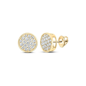 14kt Yellow Gold Round Diamond Button Cluster Earrings 1/4 Cttw