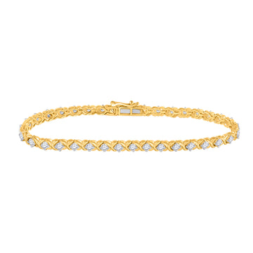 10kt Two-tone Gold Womens Round Diamond Tennis Bracelet 2 Cttw