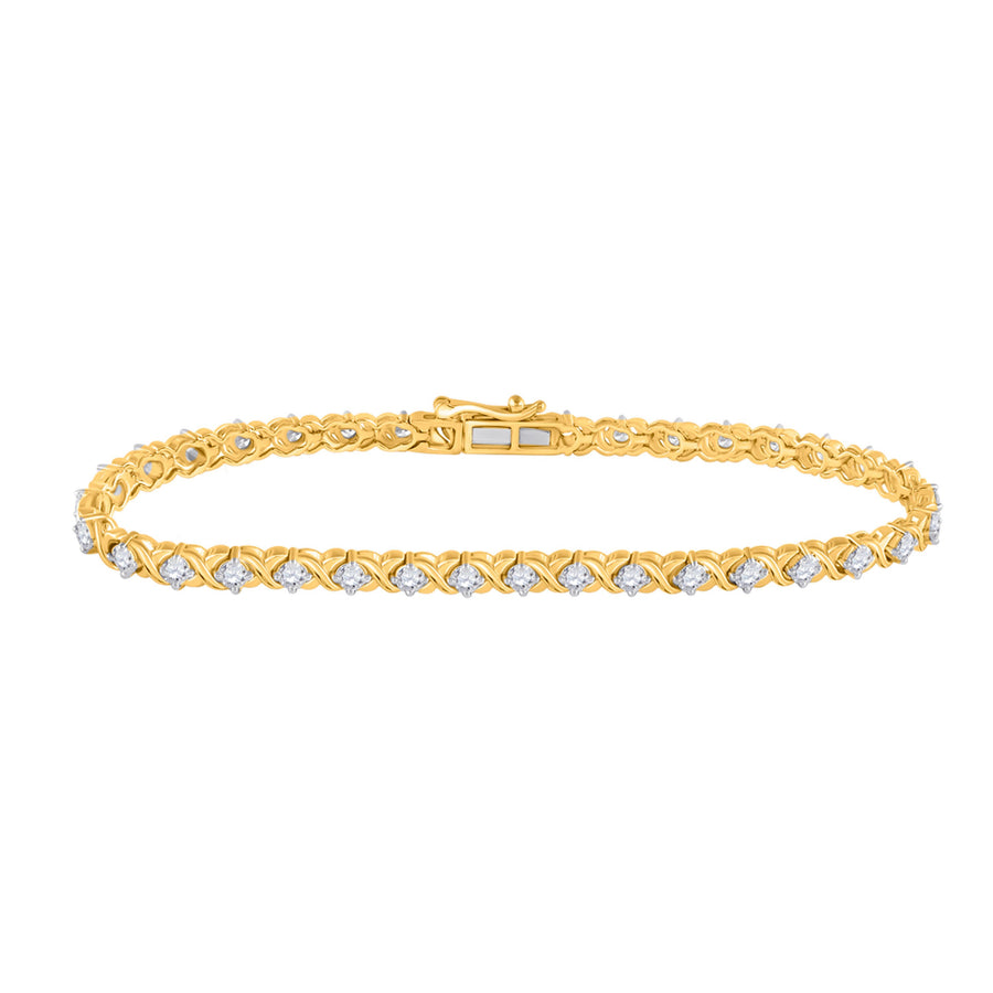 10kt Two-tone Gold Womens Round Diamond Tennis Bracelet 2 Cttw