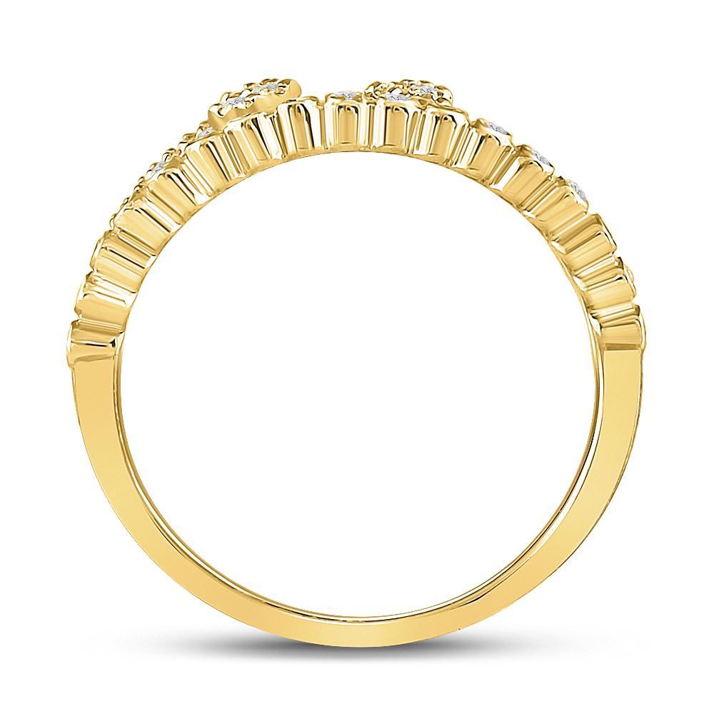 10kt Yellow Gold Womens Round Diamond Bisected Modern Fashion Ring 1/4 Cttw