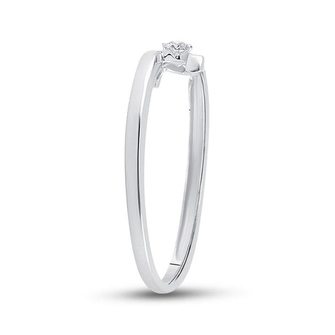 10kt White Gold Womens Round Diamond 3-stone Promise Ring 1/10 Cttw
