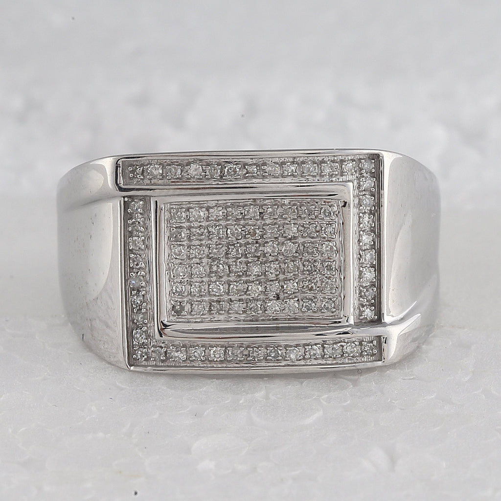 Sterling Silver Mens Round Diamond Cluster Ring 1/3 Cttw