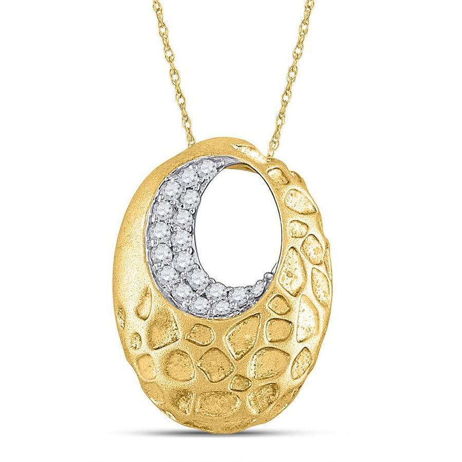 14kt Yellow Gold Womens Round Diamond Spotted Oval Pendant 1/6 Cttw