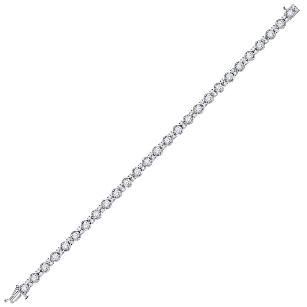 14kt White Gold Womens Round Diamond Statement Tennis Bracelet 4 Cttw