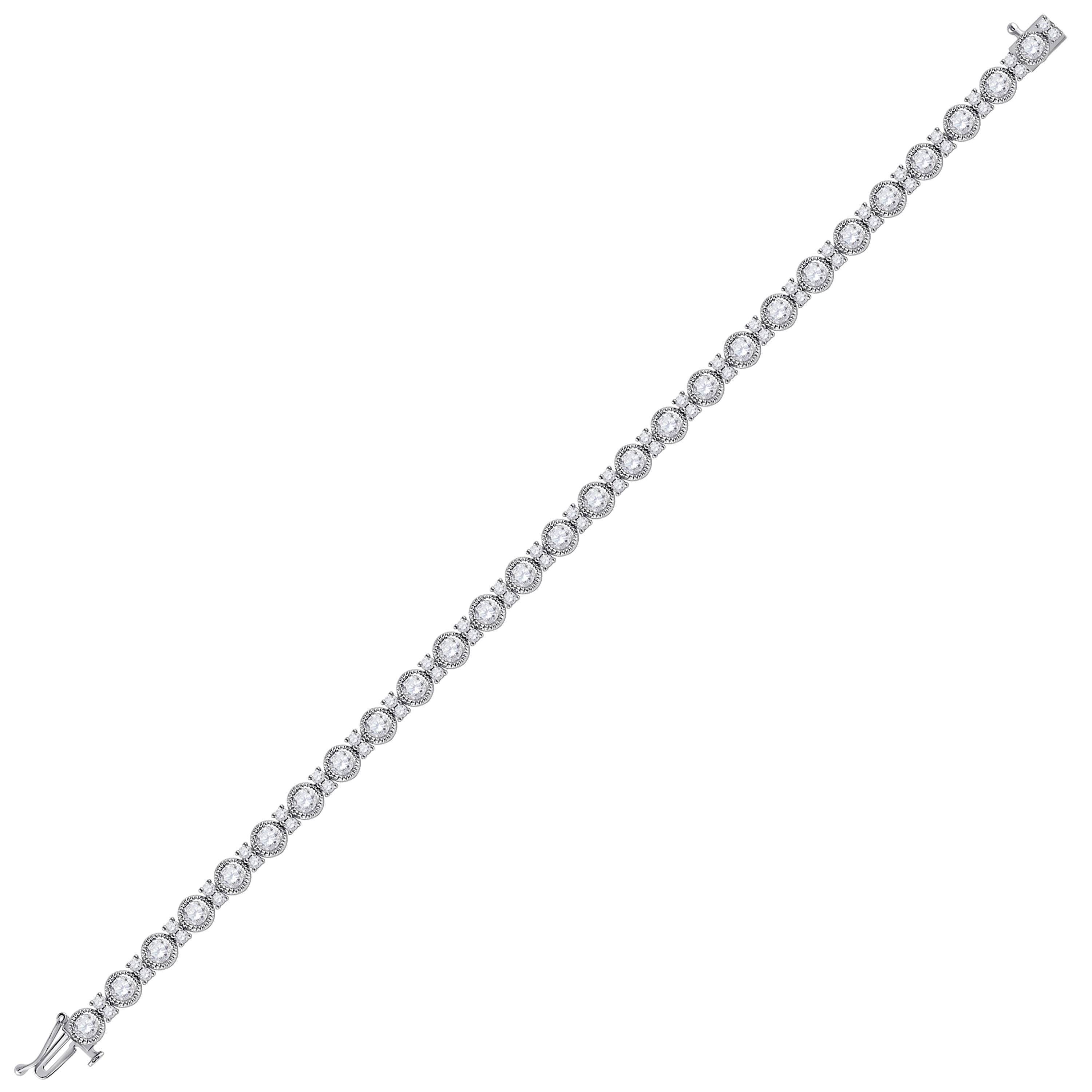 14kt White Gold Womens Round Diamond Statement Tennis Bracelet 4 Cttw